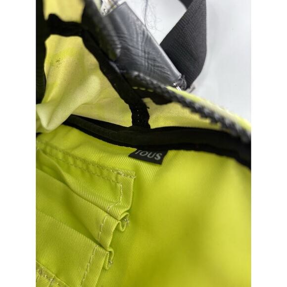 Tous Crossbody Bag Lime Green White Kaos Messenger Nylon Zip Pockets Bear Charm - Picture 11 of 16
